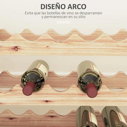 Botellero de Madera de 8 Niveles 96 Botellas Carga 100 kg para Cocina Bar 114x28x113,5 cm Madera Natural [3]