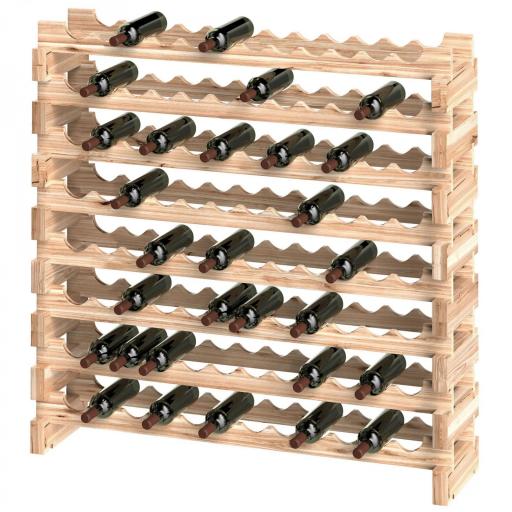 Botellero de Madera de 8 Niveles 96 Botellas Carga 100 kg para Cocina Bar 114x28x113,5 cm Madera Natural [8]
