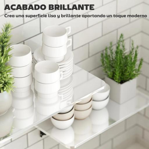 Juego de 2 Mesas Plegables de Pared, Escritorios Flotantes para Cocina Comedor, 80x40x16,5cm 60x30x11,5cm Blanco Brillo [2]