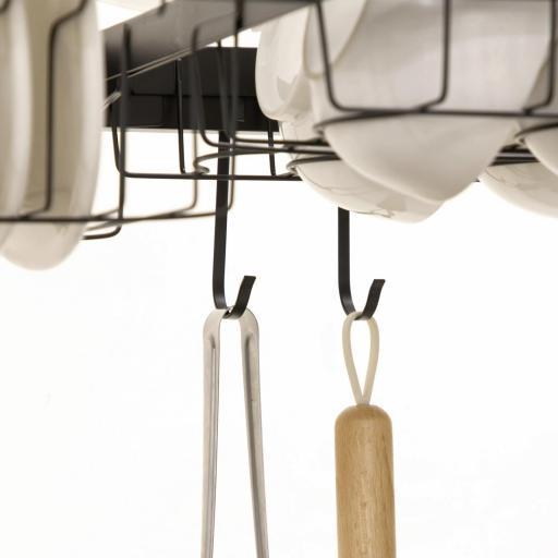 Escurreplatos de Acero de 2 Niveles para Fregadero con Soporte de Tabla de Corte y Cubiertos 100x30x52,5 cm Negro [6]