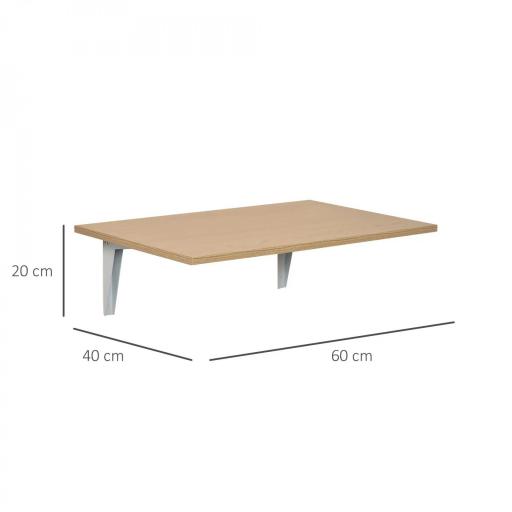 Mesa Plegable de Pared Mesa Abatible de Pared de Madera Ahorra Espacio para Cocina Comedor Dormitorio 60x40x20cm Natural [1]