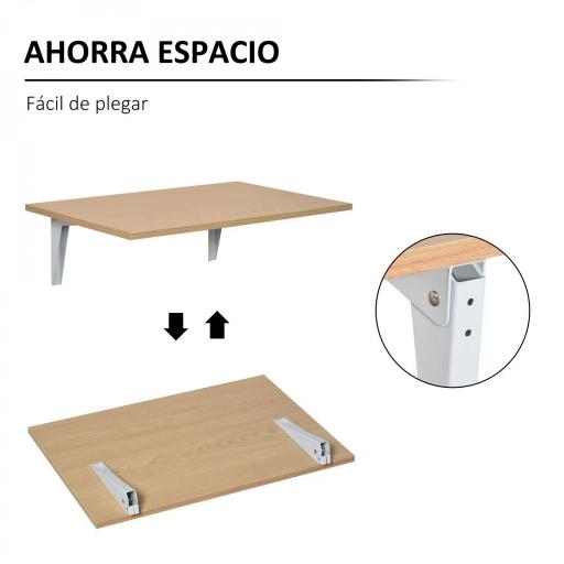Mesa Plegable de Pared Mesa Abatible de Pared de Madera Ahorra Espacio para Cocina Comedor Dormitorio 60x40x20cm Natural [2]