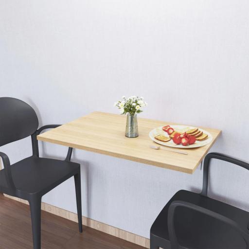 Mesa Plegable de Pared Mesa Abatible de Pared de Madera Ahorra Espacio para Cocina Comedor Dormitorio 60x40x20cm Natural [4]