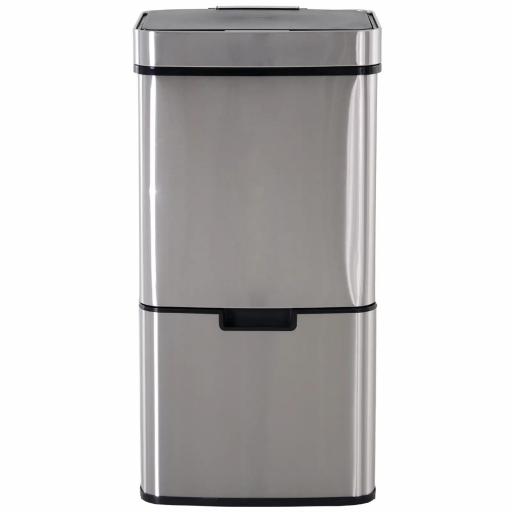 Papelera de Cocina 72L con Sensor Detector de Movimiento Apertura Automático y 3 Compartimentos 42x30x81 cm Gris [8]