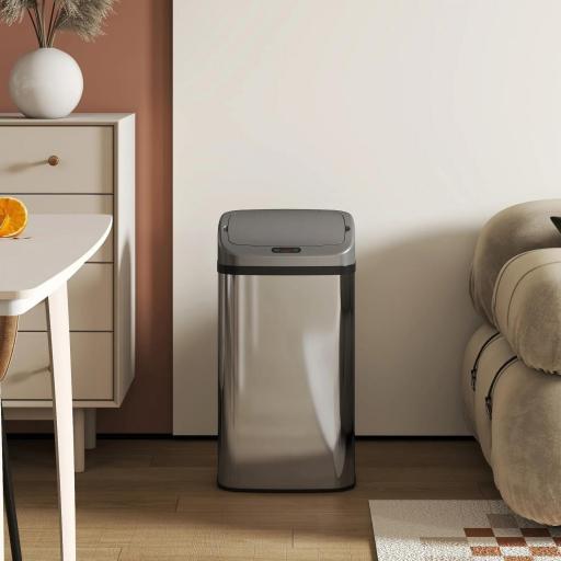 Cubo de Basura Cocina Automático 48 L Sensor Infrarrojo Cierre Automático Antihuellas Acero Inoxidable Plata [6]