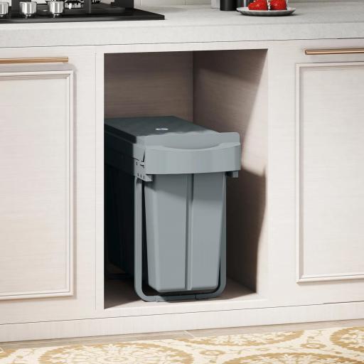 Cubo de Basura bajo Fregadero 2 Contenedores de Reciclaje Extraíble 20L+10L Deslizamiento Suave Gris [5]