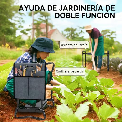 Taburete de Jardín Plegable con Almohadilla de Espuma EVA Asiento de Jardín 2 en 1 con Bolsa para Herramientas [4]