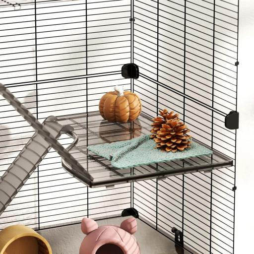 Jaula para Animales Pequeños con Múltiples Niveles Bandeja y Accesorios Incluidos 73x47x80 cm Negro [6]