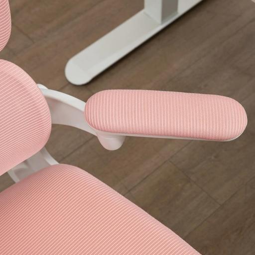Silla de Malla Giratoria Silla de Escritorio Basculante con Respaldo Alto Reposacabezas Reposabrazos 62x58x133 cm Rosa [7]
