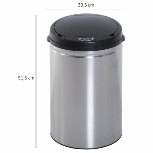 Contenedor Papelera Cubo Basura 30L con Sensor Detector Movimiento automático Acero Inoxidable [1]