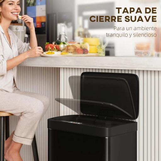Cubo de Basura Cocina Automático 45 L con Sensor Infrarrojo Cierre Suave y Cubo Interior Extraíble Antihuellas Negro [4]