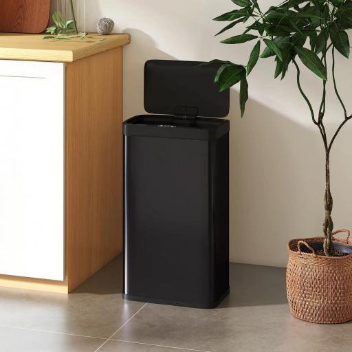 Cubo de Basura Cocina Automático 45 L con Sensor Infrarrojo Cierre Suave y Cubo Interior Extraíble Antihuellas Negro [7]