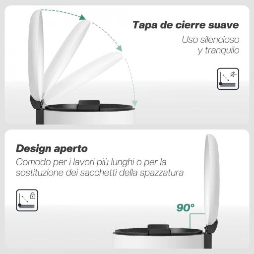 Papelera de Cocina 20L con Pedal Tapa de Cierre Suave y Cubo Extraíble para Dormitorio Oficina Estudio Salón Crema [3]