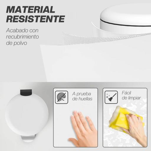Papelera de Cocina 20L con Pedal Tapa de Cierre Suave y Cubo Extraíble para Dormitorio Oficina Estudio Salón Crema [4]