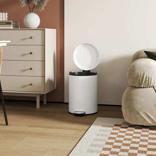Papelera de Cocina 20L con Pedal Tapa de Cierre Suave y Cubo Extraíble para Dormitorio Oficina Estudio Salón Crema [7]