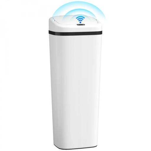 Cubo de Basura Cocina Automático 50 L Estrecha de Acero Inoxidable con Sensor Infrarrojo Modo Manual Antihuellas Blanco [9]