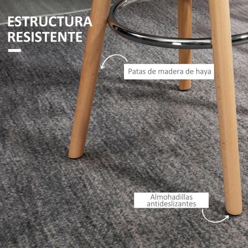 Conjunto de 2 Taburetes de Bar Tapizado en PU Taburetes Altos de Cocina con Asiento 70 cm 40x42x91 cm Blanco [7]