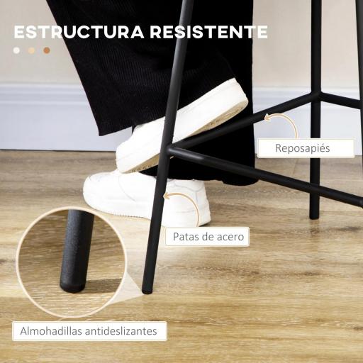 Taburetes Altos de Cocina Juego de 2 con Asiento de Ratán Sintético Taburetes de Bar con Patas de Acero 42,5x52x102 cm Natural [3]