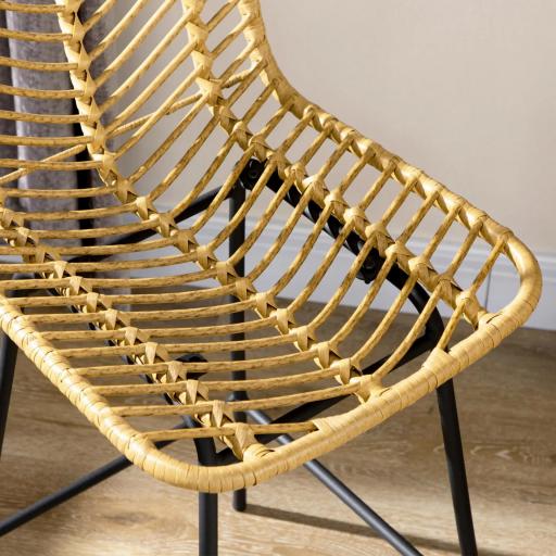 Taburetes Altos de Cocina Juego de 2 con Asiento de Ratán Sintético Taburetes de Bar con Patas de Acero 42,5x52x102 cm Natural [5]