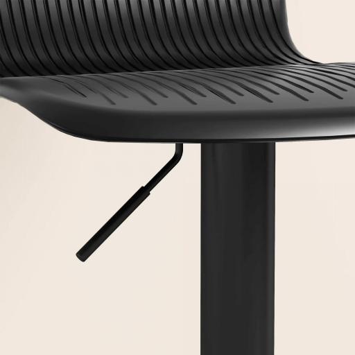 Conjunto de 2 Taburetes Altos de Cocina Giratorios con Respaldo y Altura Ajustable Carga 120 kg para Bar Salón Negro [7]