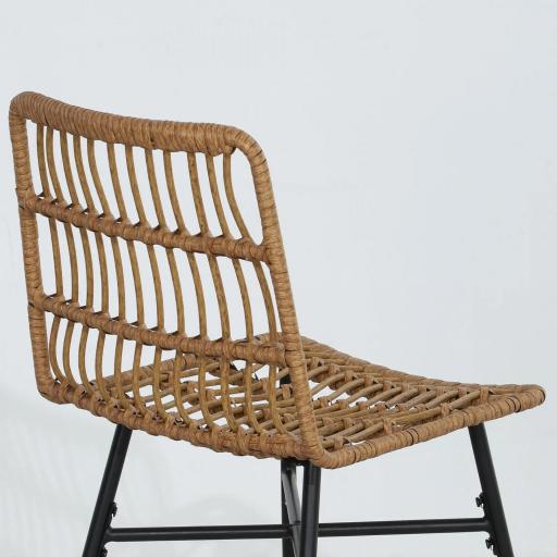 Conjunto de 2 Taburetes Altos de Cocina Taburetes de Bar con Respaldo y Asiento de Ratán para Bar Cocina Comedor Marrón [7]