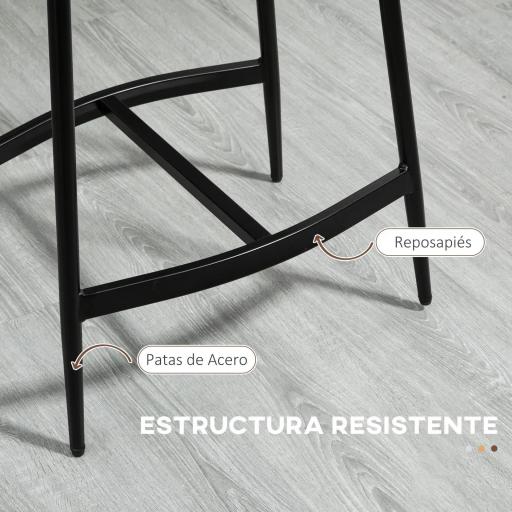 Conjunto de 2 Taburetes Altos de Cocina con Estructura de Acero Estilo Industrial Carga 120 kg para Comedor Bar Marrón [4]