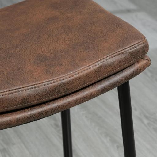 Conjunto de 2 Taburetes Altos de Cocina con Estructura de Acero Estilo Industrial Carga 120 kg para Comedor Bar Marrón [6]