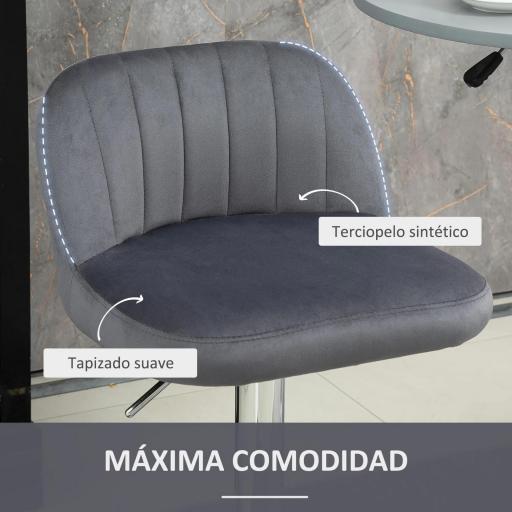 Juego de 2 Taburetes de Cocina Taburetes Altos con Altura Ajustable Asiento Giratorio 43x45x81-101 cm Gris [3]