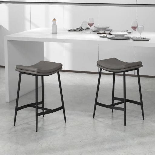 Conjunto de 2 Taburetes Altos de Cocina con Estructura de Acero Estilo Industrial Carga 120 kg para Comedor Bar Gris