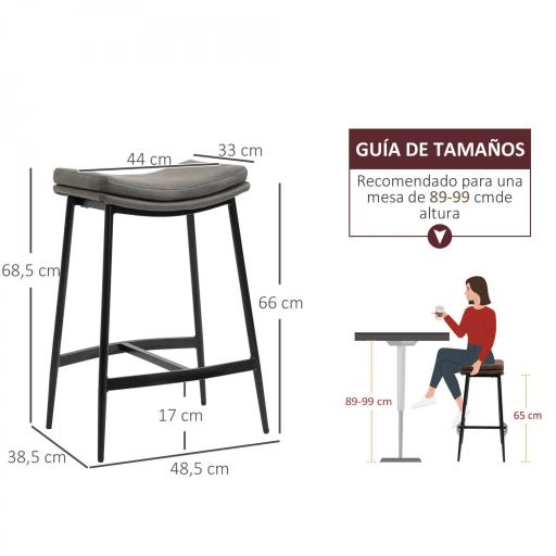 Conjunto de 2 Taburetes Altos de Cocina con Estructura de Acero Estilo Industrial Carga 120 kg para Comedor Bar Gris [1]