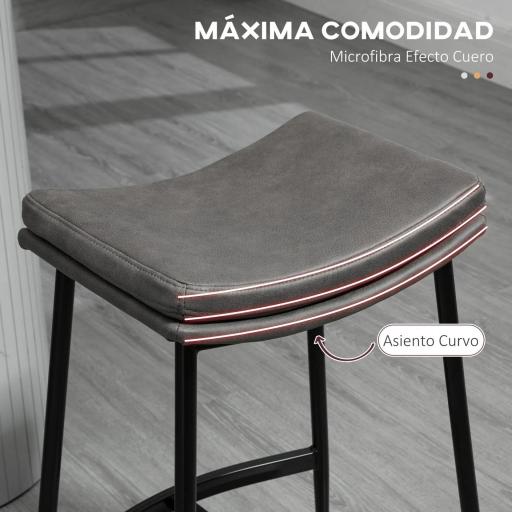 Conjunto de 2 Taburetes Altos de Cocina con Estructura de Acero Estilo Industrial Carga 120 kg para Comedor Bar Gris [2]