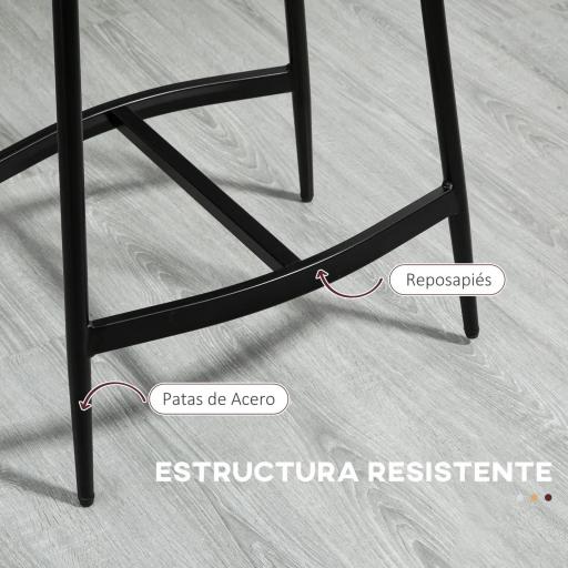 Conjunto de 2 Taburetes Altos de Cocina con Estructura de Acero Estilo Industrial Carga 120 kg para Comedor Bar Gris [4]