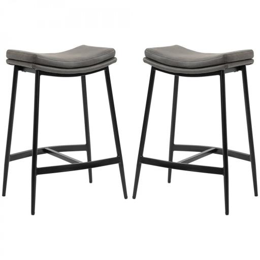 Conjunto de 2 Taburetes Altos de Cocina con Estructura de Acero Estilo Industrial Carga 120 kg para Comedor Bar Gris [9]