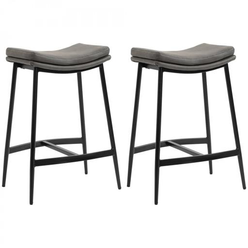 Conjunto de 2 Taburetes Altos de Cocina con Estructura de Acero Estilo Industrial Carga 120 kg para Comedor Bar Gris [8]