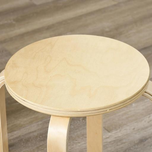 Juego de 4 Taburetes Apilables Taburetes de Madera Redondos Carga 120 kg para Cocina Salón Ø40x45 cm Madera Natural [7]