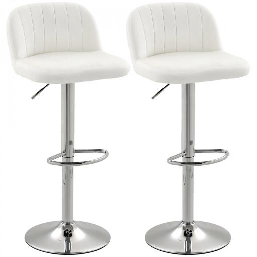 Juego de 2 Taburetes de Bar Taburetes Altos de Cocina con Altura Ajustable Asiento Giratorio 43x45x81-101 cm Crema [8]