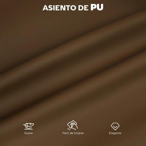 Juego de 2 Altos de Cocina con Respaldo de Ratán Asiento de PU Marco de Acero y Reposapiés Marrón [2]