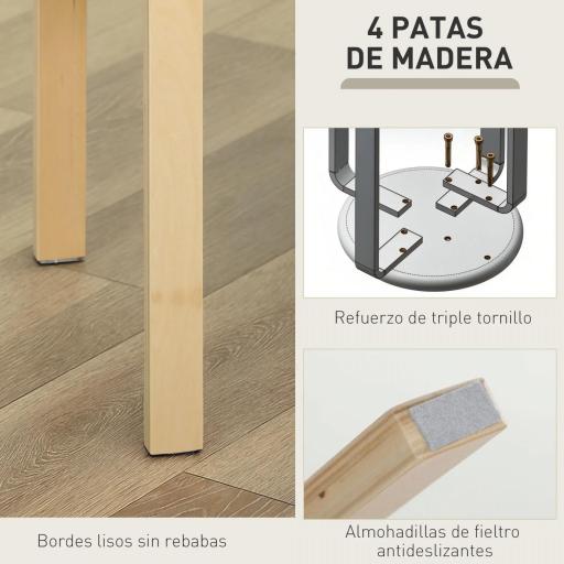 Juego de 4 Taburetes Redondos de Madera Apilables con Asiento Acolchado para Cocina Comedor Dormitorio Gris [2]