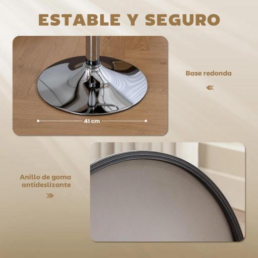 Juego de 2 Taburetes Altos de Cocina Giratorios Tapizados de Lino con Altura Ajustable Respaldo y Reposapiés Beige [5]