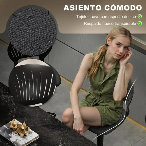 Juego de 2 Taburetes de Bar Giratorios en 360° Regulables en Altura de 84-105 cm Respaldo Hueco Reposapiés Negro [2]