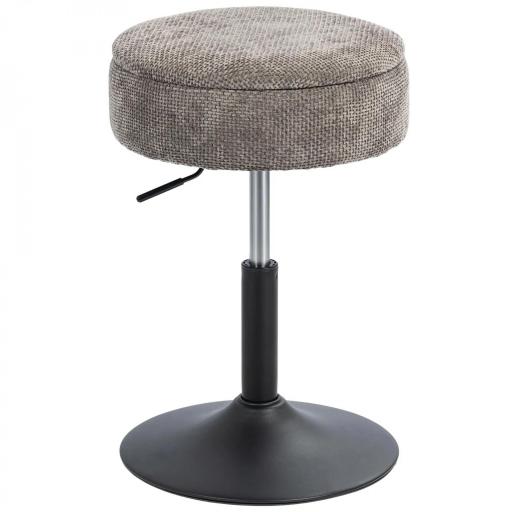 Taburete de Bar con Almacenaje Altura Ajustable Taburete de Cocina Redondo Giratorio Tapizado en Chenilla Gris [8]