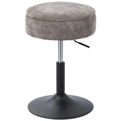 Taburete de Bar con Almacenaje Altura Ajustable Taburete de Cocina Redondo Giratorio Tapizado en Chenilla Gris [9]