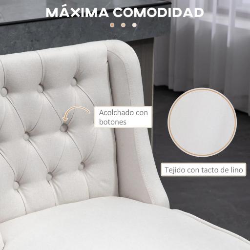 Juego de 2 Taburetes de Bar con Respaldo Taburetes Altos de Cocina Giratorios 180° Patas de Madera 46x57x101 cm Beige [5]