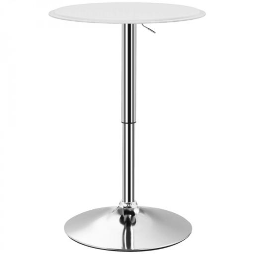 Mesa de Bar con Altura Ajustable Giratoria 360° Base Redonda Mesa Alta de Bar para Cocina Comedor Ø63x67-93 cm Blanco [8]
