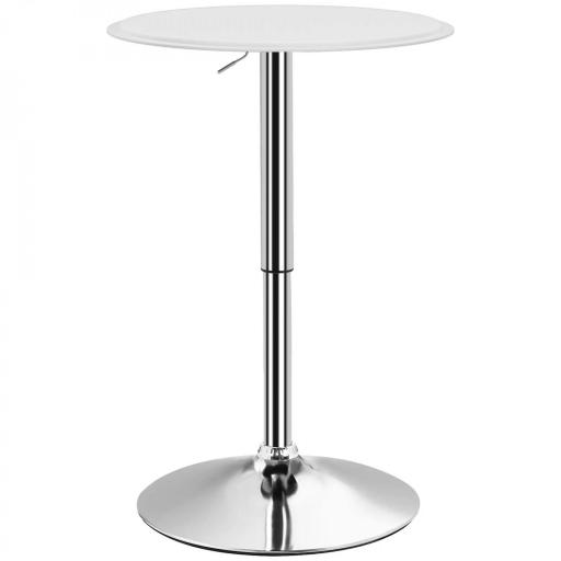 Mesa de Bar con Altura Ajustable Giratoria 360° Base Redonda Mesa Alta de Bar para Cocina Comedor Ø63x67-93 cm Blanco [9]