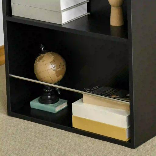 Mesa Alta de Bar, Mesa de Cocina con 3 Estantes Laterales, Estilo Moderno, para Comedor, Salón, 112x57x106 cm, Negro [6]