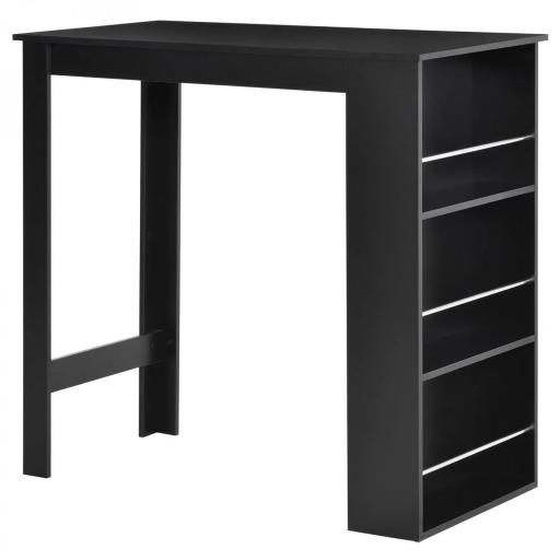 Mesa Alta de Bar, Mesa de Cocina con 3 Estantes Laterales, Estilo Moderno, para Comedor, Salón, 112x57x106 cm, Negro [9]