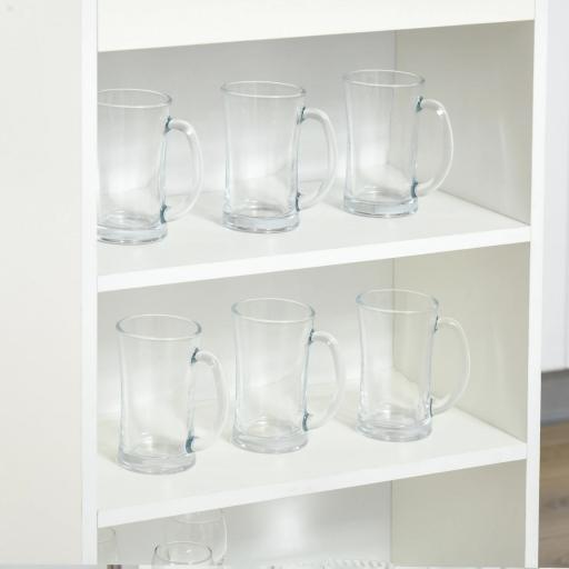 Mesa de Bar Mesa Alta Tipo Bistró de Cocina con Estantería de 4 Niveles Estilo Moderno 115x50x102,7 cm Blanco y Gris [7]