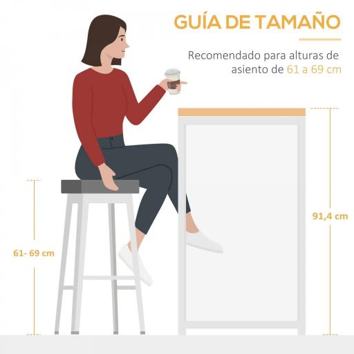 Mesa de Bar Extensible con 3 Estantes de Almacenamiento y Marco de Metal para Cocina Comedor 120x76x91,4cm Marrón [5]