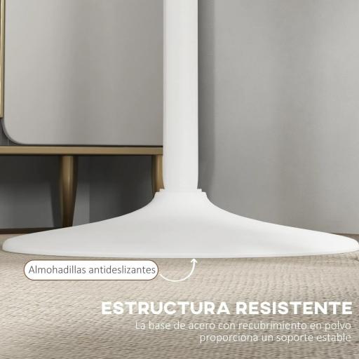 Mesa Alta de Bar Redonda Mesa de Cocina Moderna con Encimera Laminada y Marco de Acero para 2 Personas Ø60x102 cm Blanco [5]